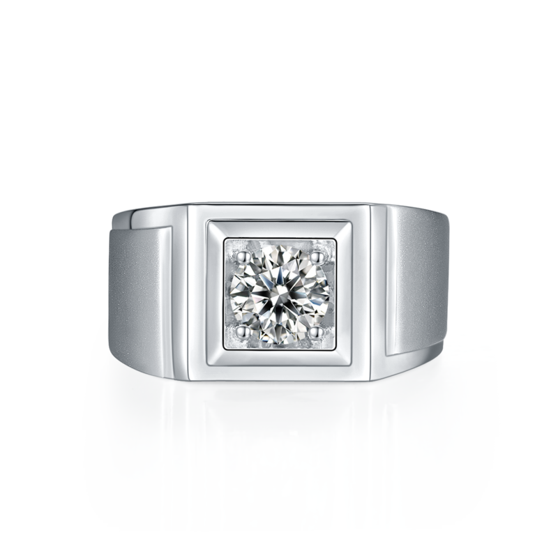 宗瑞款S925银镀白金MoissaniteMen's Ring1ctD级